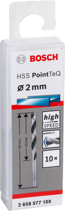 Pacote de brocas Bosch HSS PointTeQ 2,0 mm.