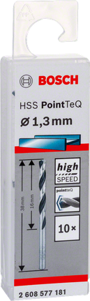 Pacote de brocas Bosch HSS PointTeQ de 1,3 mm.