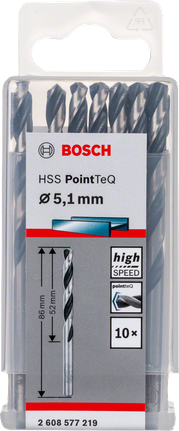 Conjunto de brocas helicoidais Bosch HSS PointTeQ de 5,1 mm.