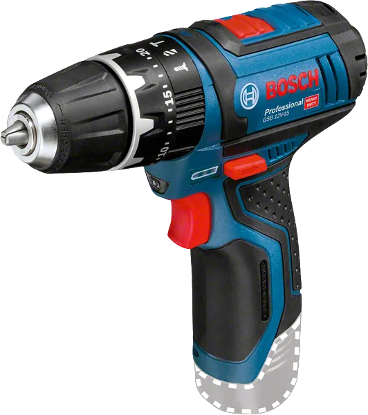 Berbequim e aparafusador sem fio Bosch GSB 12V-15 com design compacto.