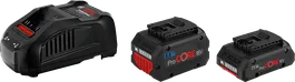 Conjunto de arranque Bosch ProCORE18V com carregador e duas baterias.