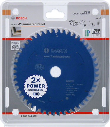 Lâmina de serra circular Bosch Expert para painéis laminados 165×1,8/1,2×20 T48.