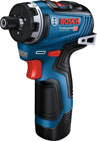 Aparafusadora sem fio Bosch GSR 12V-35 HX, design compacto.