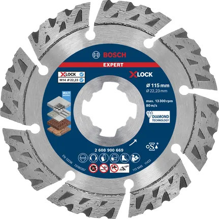 Disco de corte diamantado Bosch EXPERT MultiMaterial X-LOCK de 115 mm.