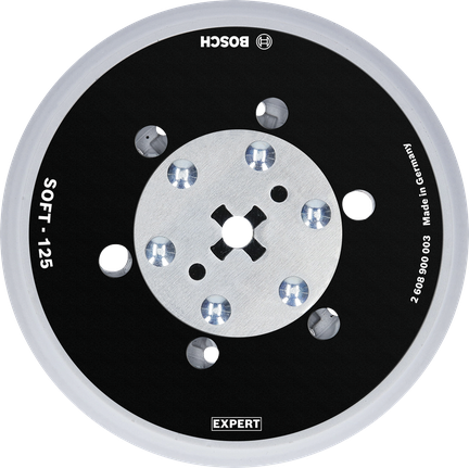 Disco de lixa multifuros universal Bosch EXPERT de 125 mm com textura macia.