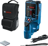 Digitalizador de parede Bosch D-Tect 200 C com estojo e acessórios.