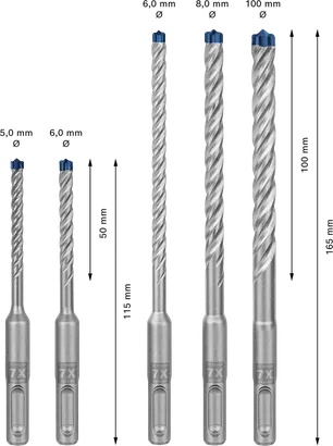 Conjunto de brocas para martelo Bosch EXPERT SDS plus-7X, 5 unid.