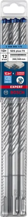 Brocas Bosch EXPERT SDS plus-7X 12×200×265 mm, embalagem de 10 unidades.