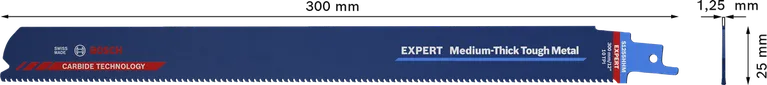 Lâmina de serra alternativa Bosch EXPERT S 1255 HHM para metais resistentes de espessura média.