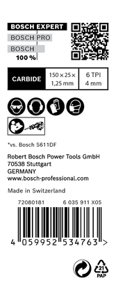 Lâmina de serra alternativa Bosch EXPERT Window Demolition S 956 DHM, 10 unid.