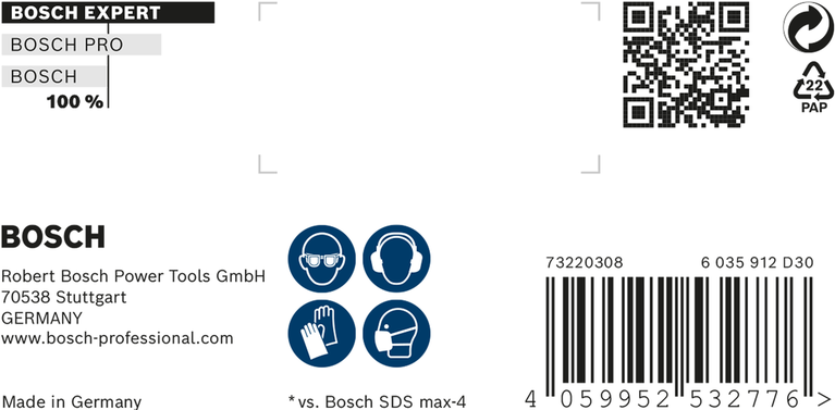 Broca de martelo Bosch SDS max-8X 12 x 600 x 740 mm.