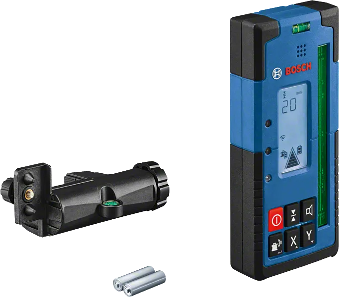 Receptor laser Bosch LR 65 G com suporte de montagem.