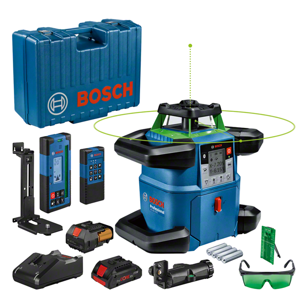 Ferramenta de nivelamento a laser Bosch GRL 650 CHVG com acessórios.