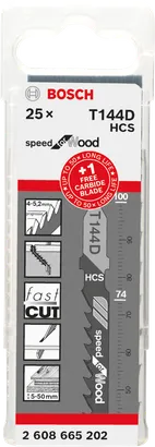 Conjunto de lâminas de serra tico-tico Bosch T144D de 25 peças.