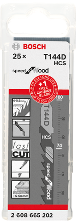 Conjunto de lâminas de serra tico-tico Bosch T144D de 25 peças.