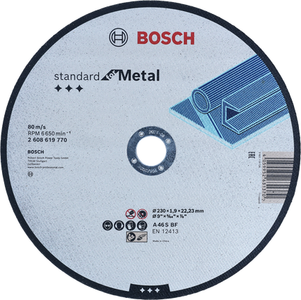 Disco de corte reto Bosch Standard para metal, 230 mm.