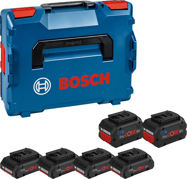 Conjunto de baterias Bosch ProCORE18V com mala de armazenamento.