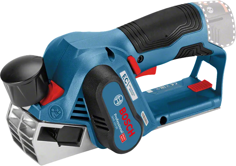 Plaina sem fios Bosch GHO 12V-20 com punho ergonómico.