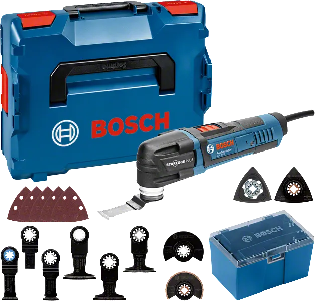 Conjunto de ferramentas múltiplas Bosch GOP 30-28 com acessórios.