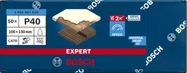 Lixa Bosch EXPERT C470 100×150 mm G40, embalagem de 50 unidades.