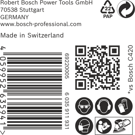 Lixa Bosch EXPERT C470 100×150 mm G180, embalagem de 50 unidades.
