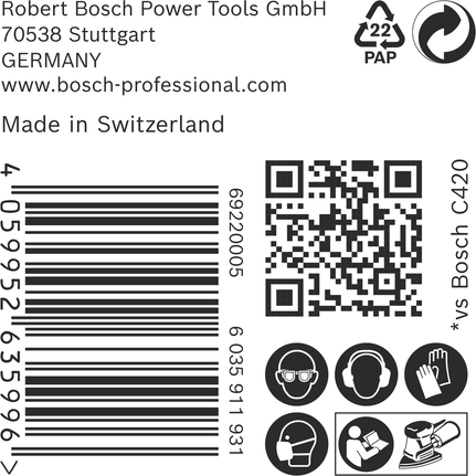 Etiqueta da embalagem da lixa Bosch EXPERT C470.