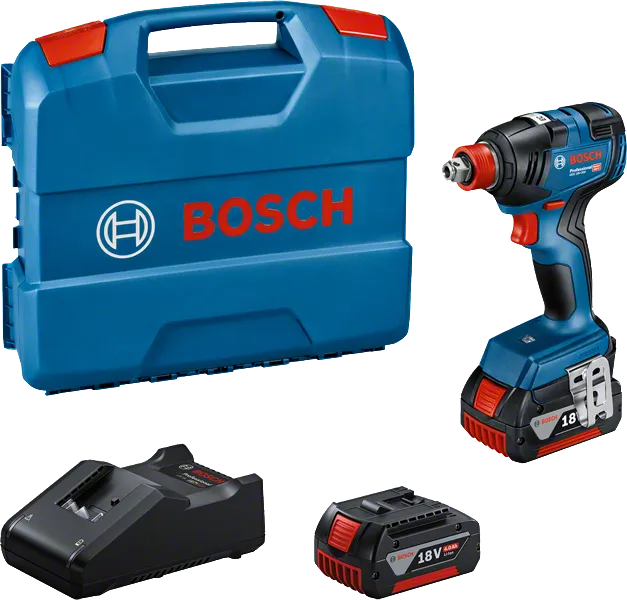 Chave de impacto Bosch GDX 18V-200 com estojo e pilhas.