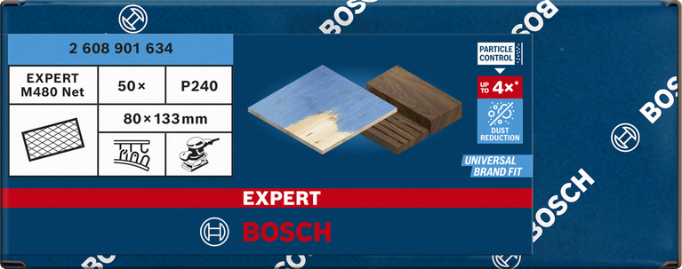 Rede de lixa Bosch EXPERT M480 80×133 mm, grão 240, 50 peças.