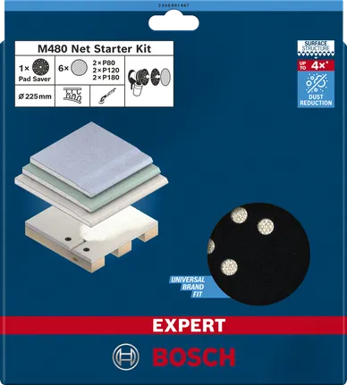 Conjunto de rede de lixa Bosch EXPERT M480 de 225 mm.