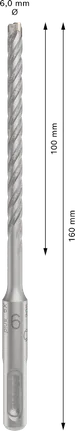 Broca para berbequim de impacto Bosch PRO SDS plus-5X 6 x 100 x 160 mm.
