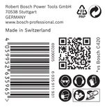Etiqueta da lixa Bosch EXPERT C470 com ícones de segurança.