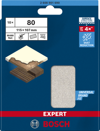 Rede de lixa Bosch EXPERT M480 115 x 107 mm G 80 10 unid.
