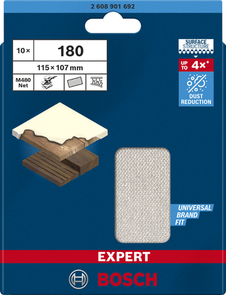 Rede de lixa Bosch EXPERT M480 115 x 107 mm G 180 10 peças.