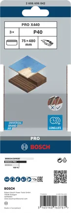Lixa de cinta Bosch PRO X440 75 x 480 mm, embalagem G40.