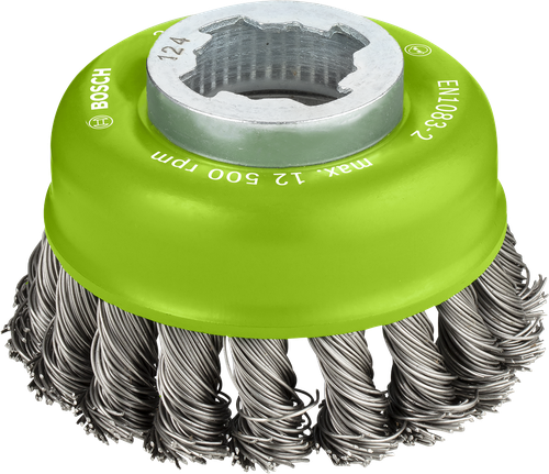 Escova tipo copo Bosch PRO em aço inoxidável X-Lock de 75 mm.