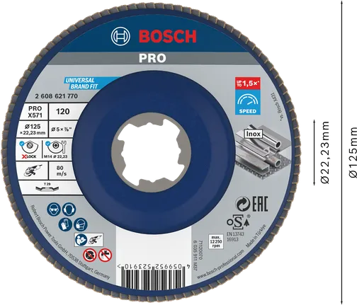 Disco de lixa Bosch PRO X571 angular de 125 mm G120 X-LOCK.
