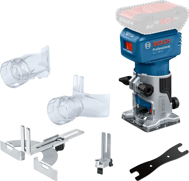 Aparador de laminados sem fio Bosch GLF 18V-8 com acessórios.