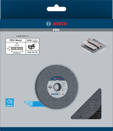 Disco de desbaste Bosch PRO Metal 200 mm G36 para metal.