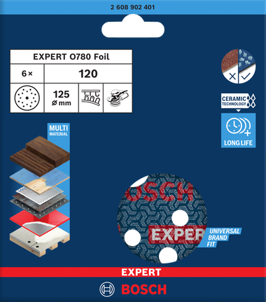 Disco de lixa Bosch EXPERT O780 125 mm G120.