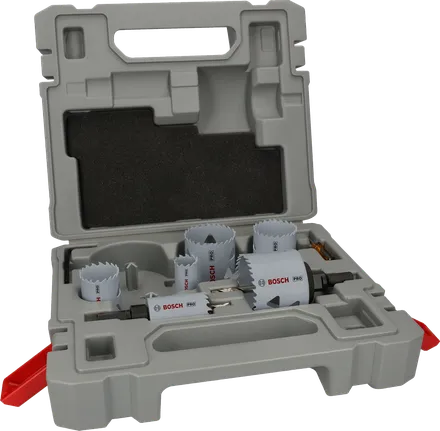 Conjunto de serras copo multimateriais Bosch PRO com 12 peças em estojo.