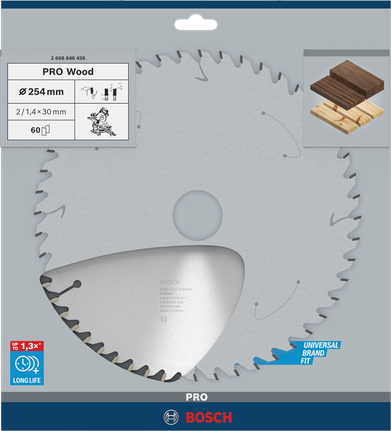 Lâmina de serra circular Bosch PRO Wood 254×2×30 mm T60.
