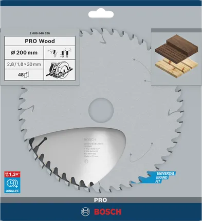 Lâmina de serra circular Bosch PRO Wood de 200 mm.