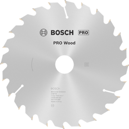 Lâmina de serra circular Bosch PRO Wood T24 para corte de madeira.
