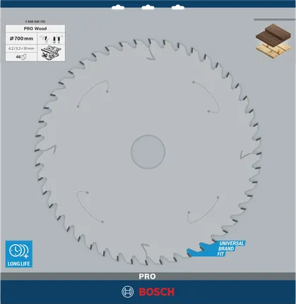 Disco de serra circular Bosch PRO para corte de madeira, 700 mm.