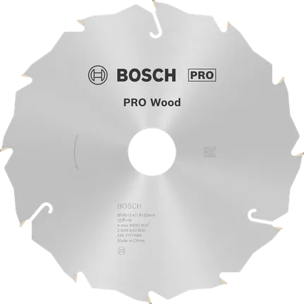 Lâmina de serra circular Bosch PRO Wood de 190 mm para cortes rápidos.