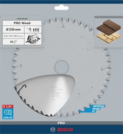 Lâmina de serra circular Bosch PRO Wood 235×2,4×30 mm T30.