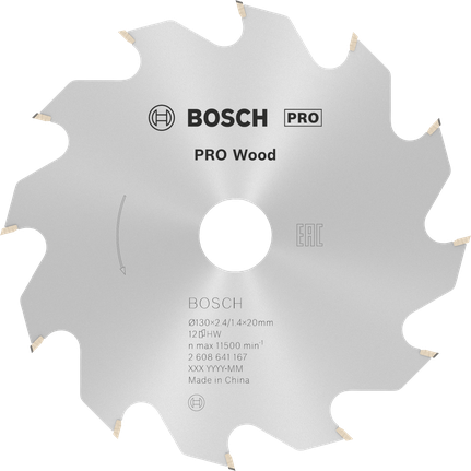 Lâmina de serra circular Bosch PRO Wood, 130 mm, 12 dentes.