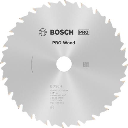 Lâmina de serra circular Bosch PRO Wood 165 mm T24 para madeira.