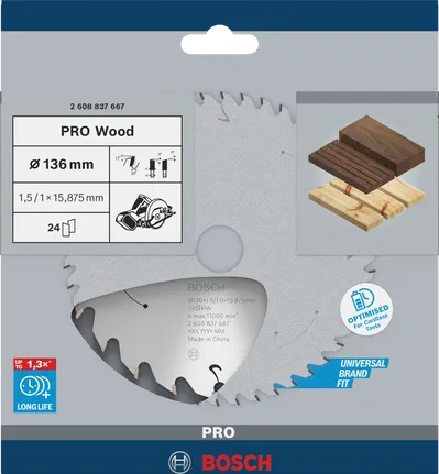 Lâmina de serra circular Bosch PRO Wood 136 mm.