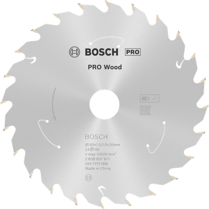 Lâmina de serra circular sem fio Bosch PRO Wood, 140 mm T24.